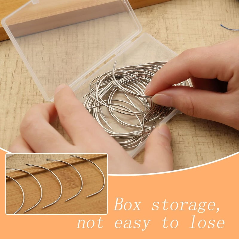 ZMAAGG 50 PCS Curved Needles, Sewing Needles, Leather and Weaving Needles for Carpet Leather Canvas Repairing, Blocking Knitting, Modelling and Crafts - Image 4